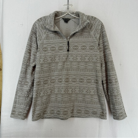 Eddie Bauer Quarter Zip Patterned Pullover Sweater Womans Size S Gray - Picture 1 of 12